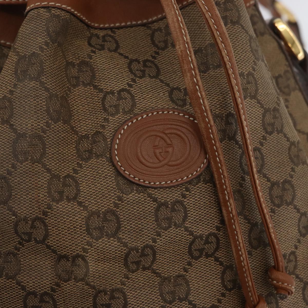 GUCCI GG Canvas Shoulder Bag Beige Gold Auth BA10397