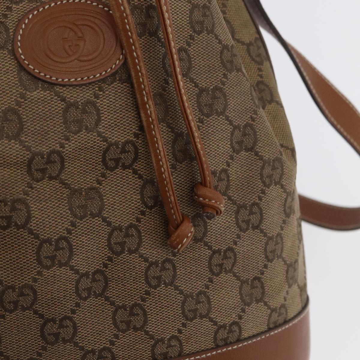 GUCCI GG Canvas Shoulder Bag Beige Gold Auth BA10397