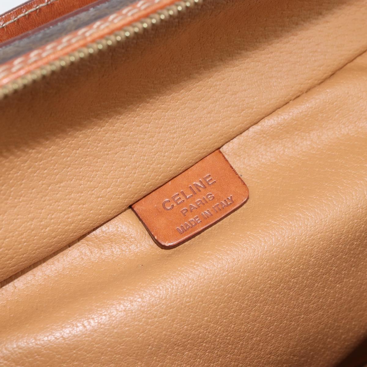 CELINE Macadam Canvas Hand Bag PVC Leather Brown Gold Auth BA10398