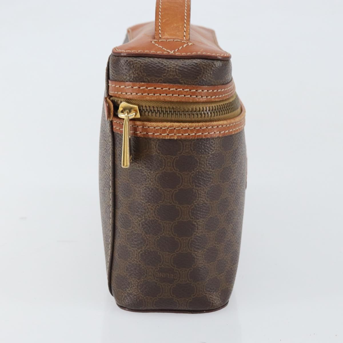 CELINE Macadam Canvas Hand Bag PVC Leather Brown Gold Auth BA10398
