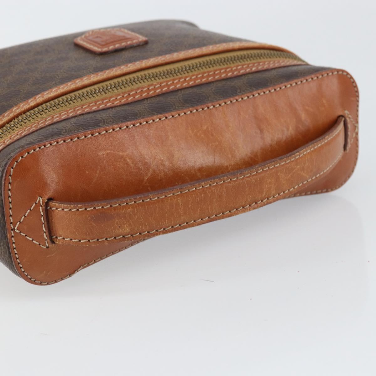 CELINE Macadam Canvas Hand Bag PVC Leather Brown Gold Auth BA10398