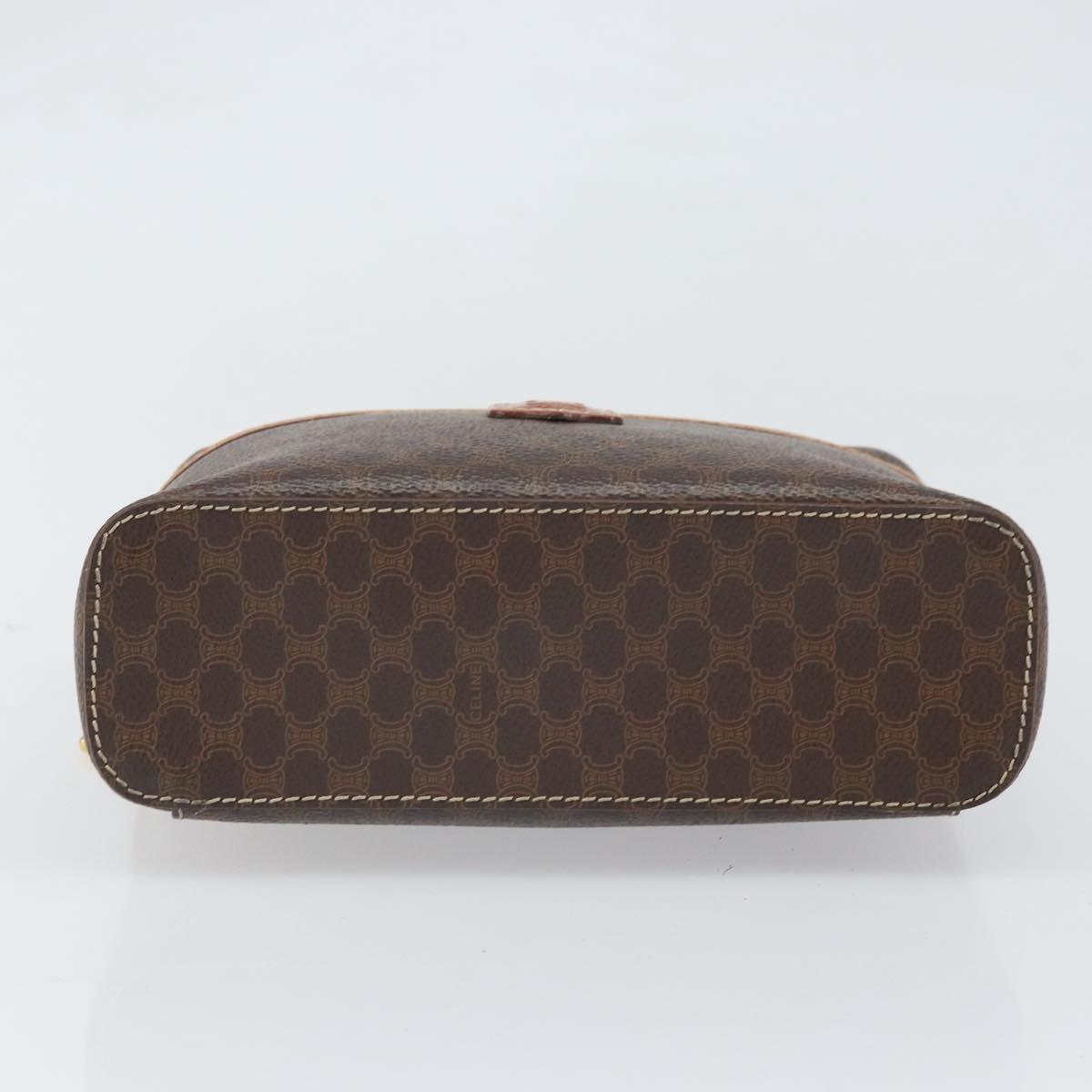 CELINE Macadam Canvas Hand Bag PVC Leather Brown Gold Auth BA10398