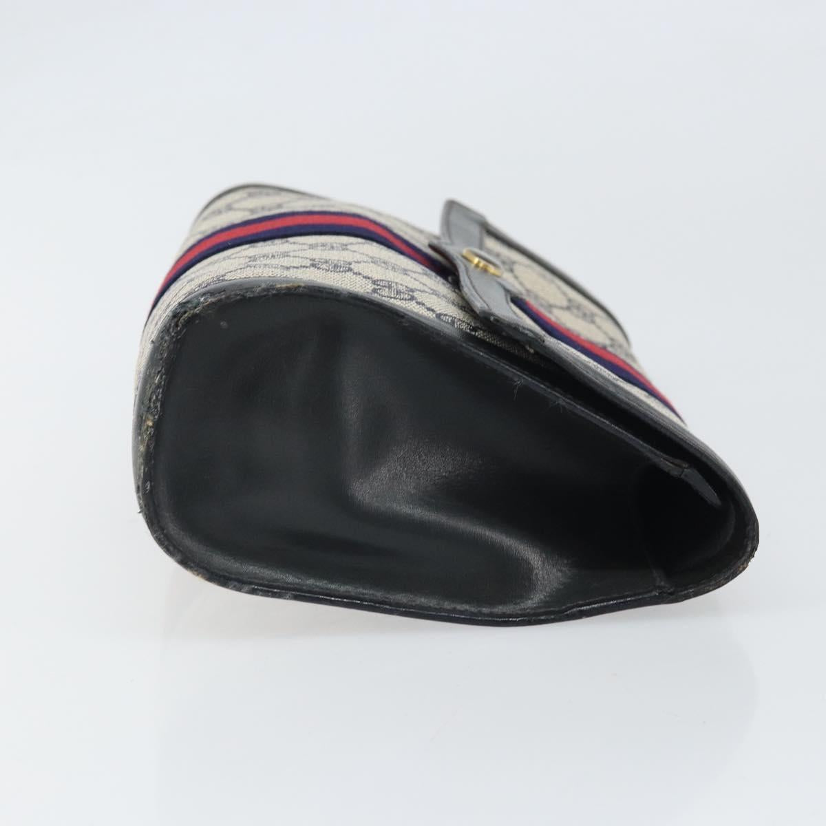 GUCCI GG Supreme Sherry Line Clutch Bag PVC Navy Gold 010 378 Auth BA10399