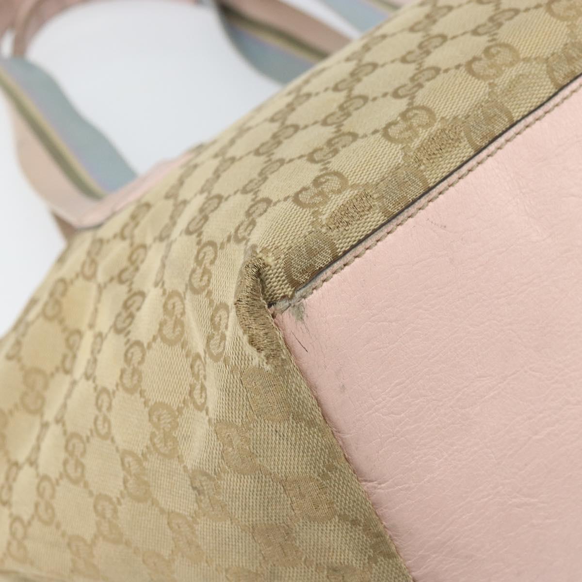 GUCCI GG Canvas Sherry Line Hand Bag Beige Gold 131230 Auth BA10400