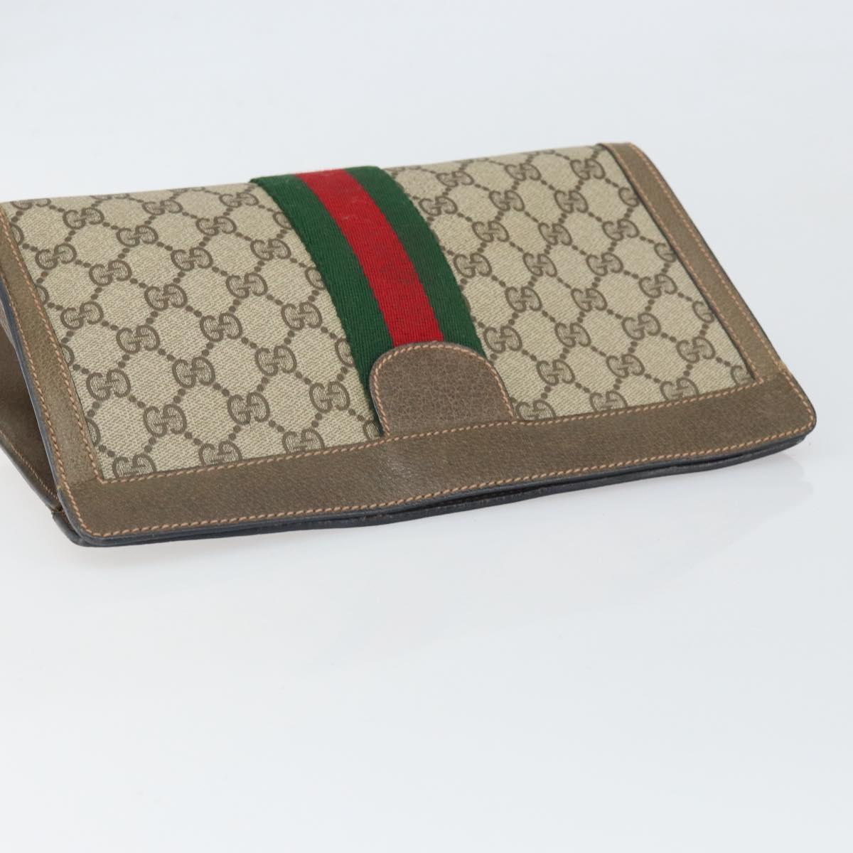 GUCCI GG Supreme Web Sherry Line Clutch Bag PVC Beige Red 89 01 002 Auth BA10401
