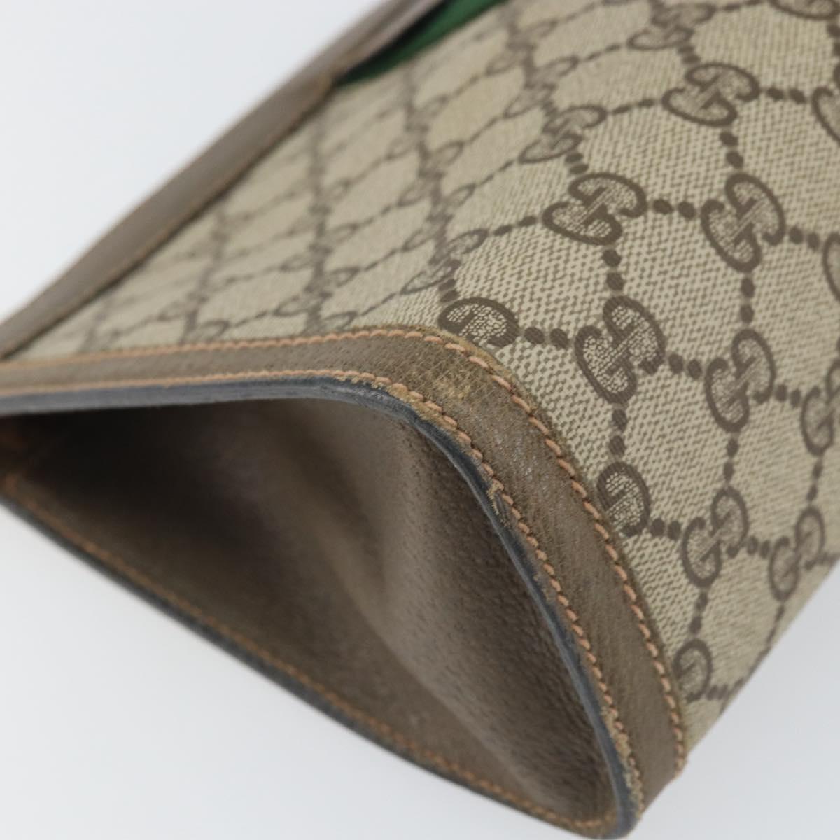 GUCCI GG Supreme Web Sherry Line Clutch Bag PVC Beige Red 89 01 002 Auth BA10401