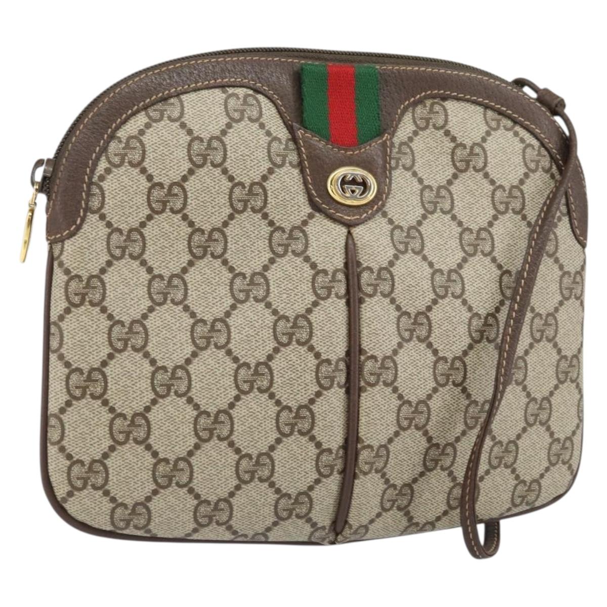 GUCCI GG Supreme Web Sherry Line Bag PVC Beige Gold 904 02 047 Auth BA10402