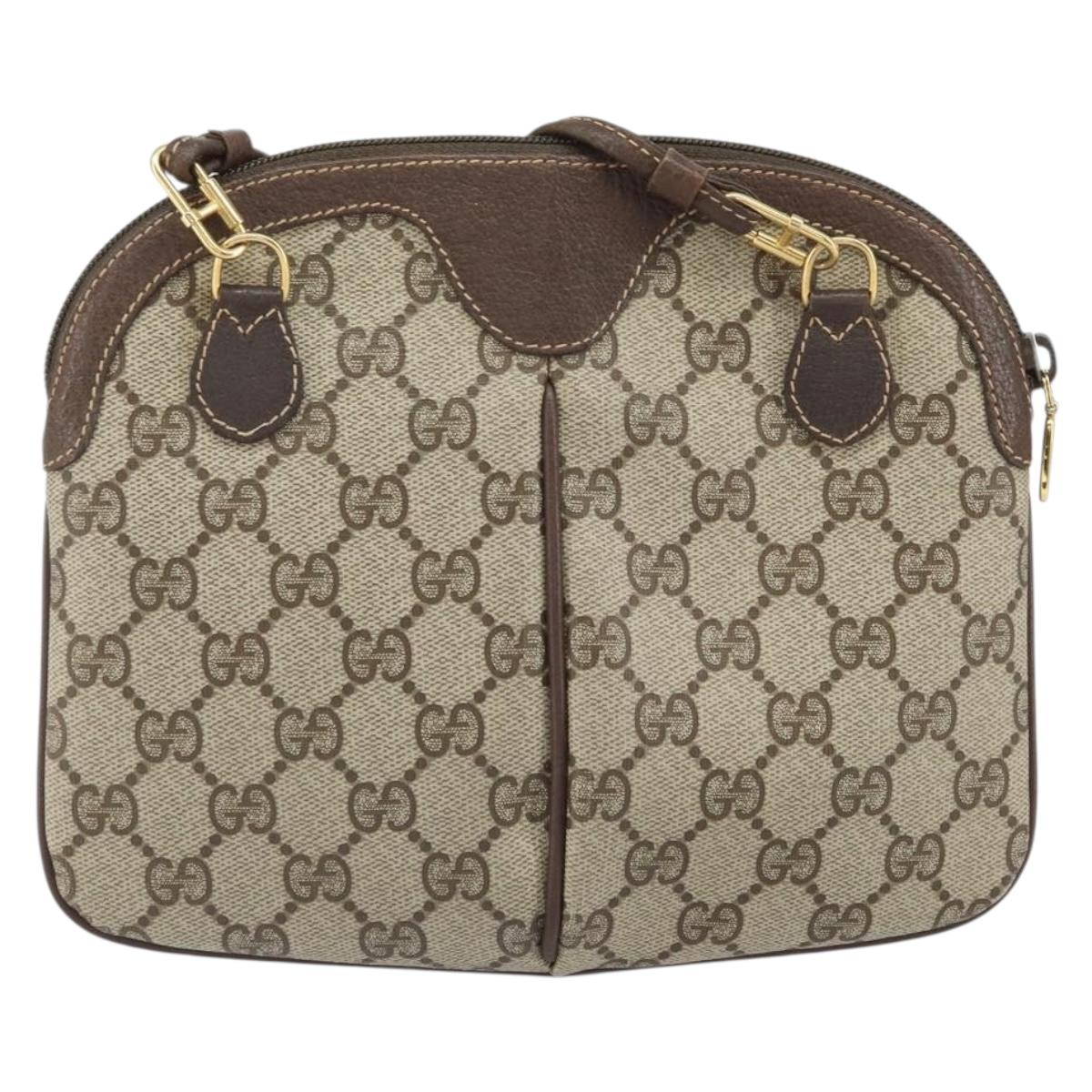 GUCCI GG Supreme Web Sherry Line Bag PVC Beige Gold 904 02 047 Auth BA10402