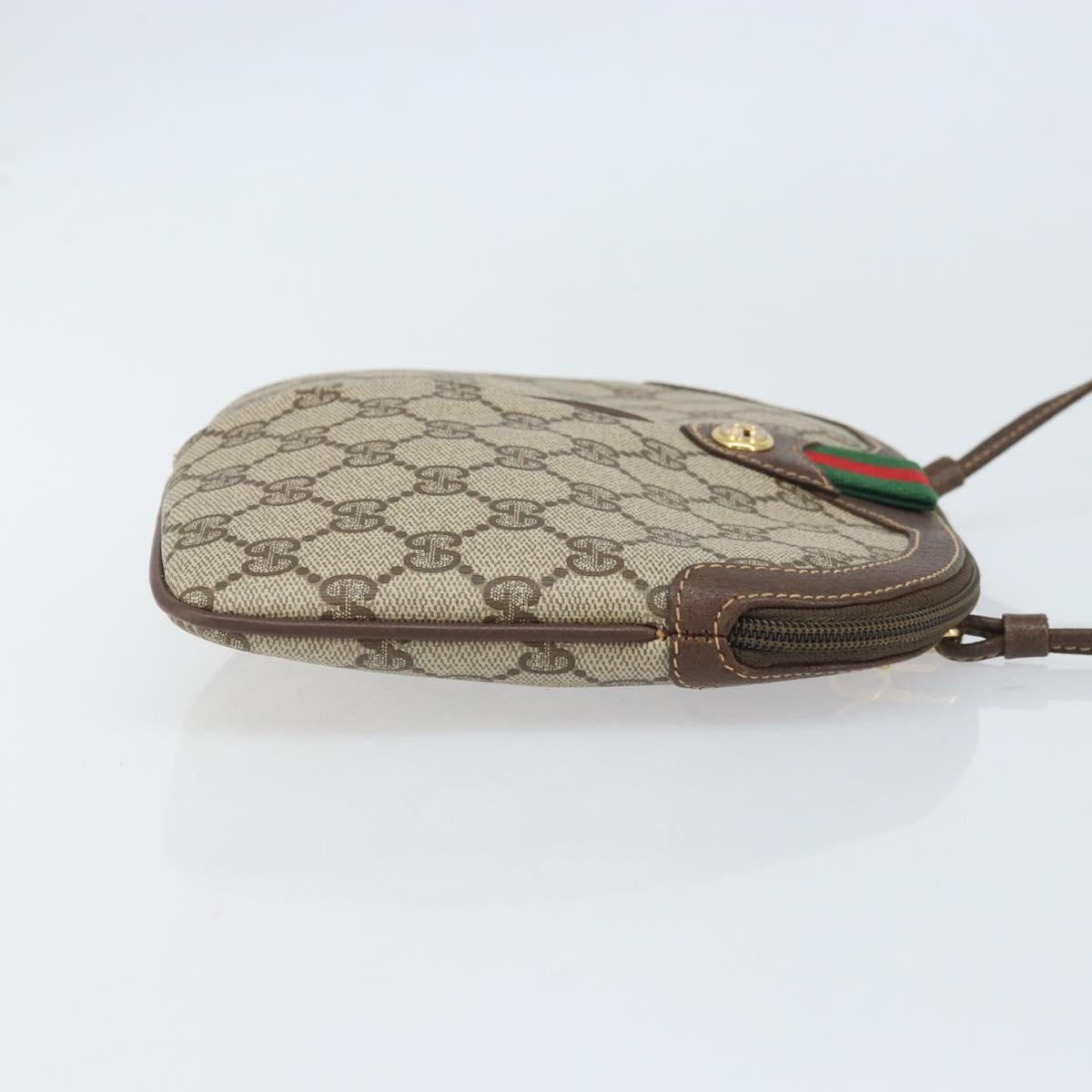GUCCI GG Supreme Web Sherry Line Bag PVC Beige Gold 904 02 047 Auth BA10402