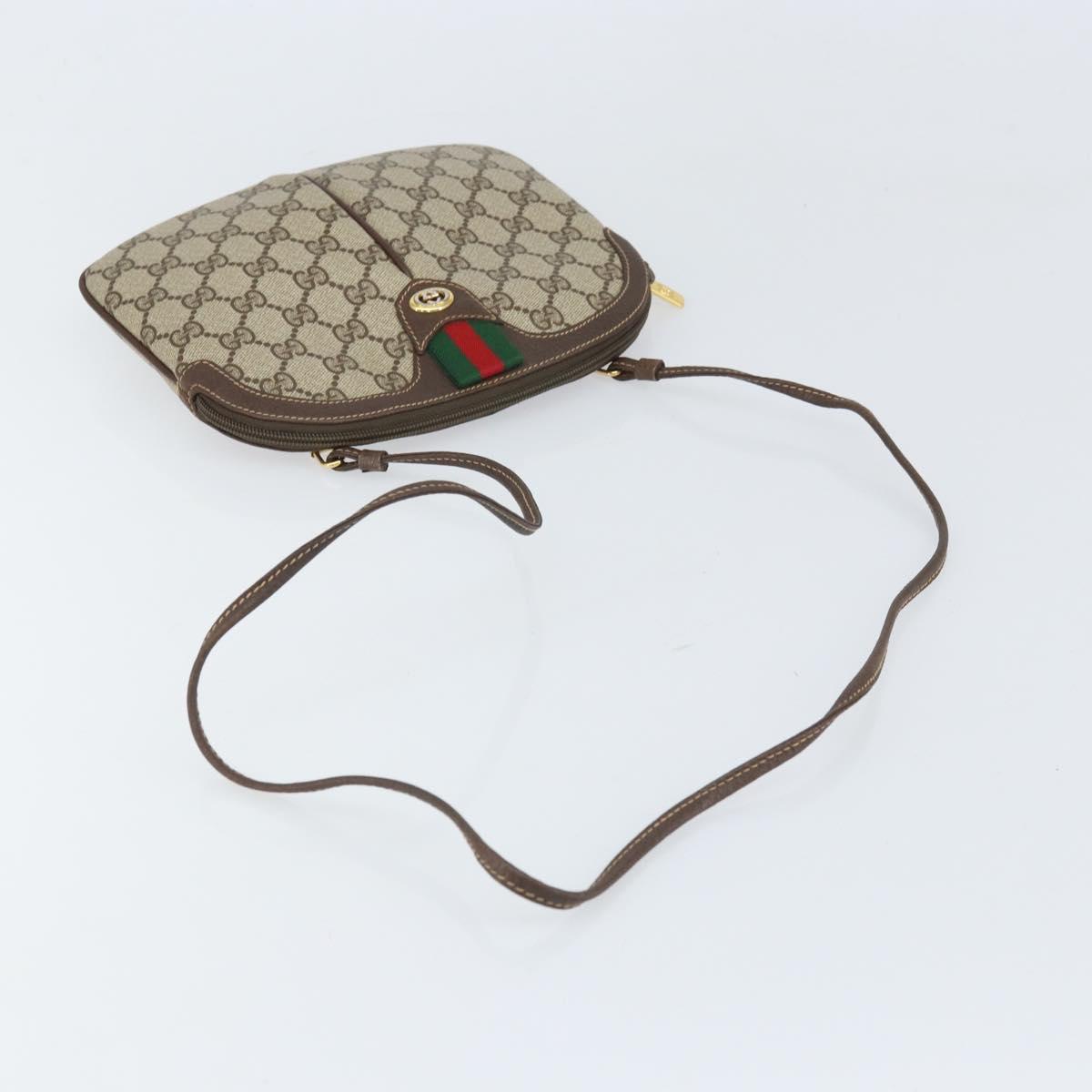 GUCCI GG Supreme Web Sherry Line Bag PVC Beige Gold 904 02 047 Auth BA10402