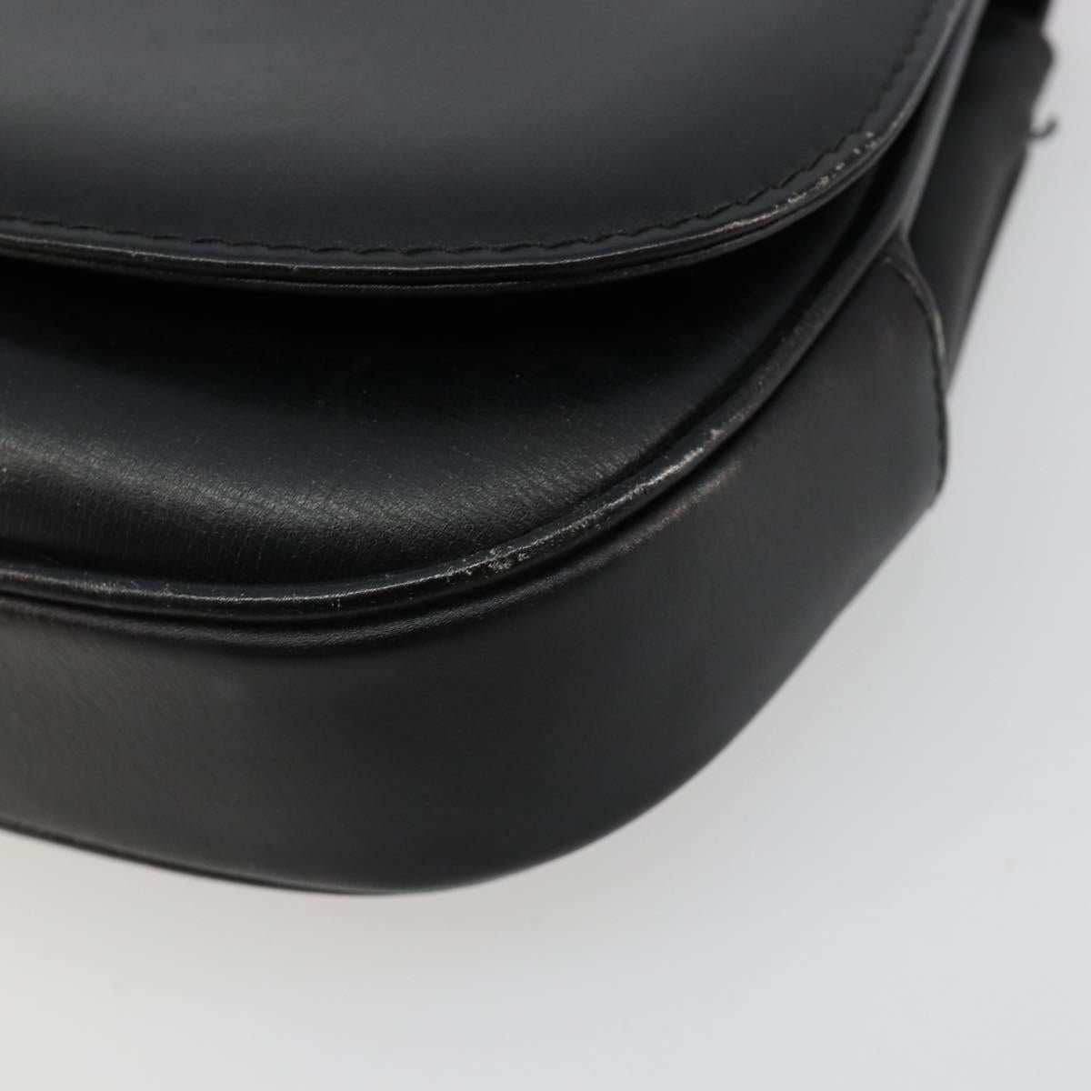GUCCI Shoulder Bag Leather Gold Black Auth BA10403
