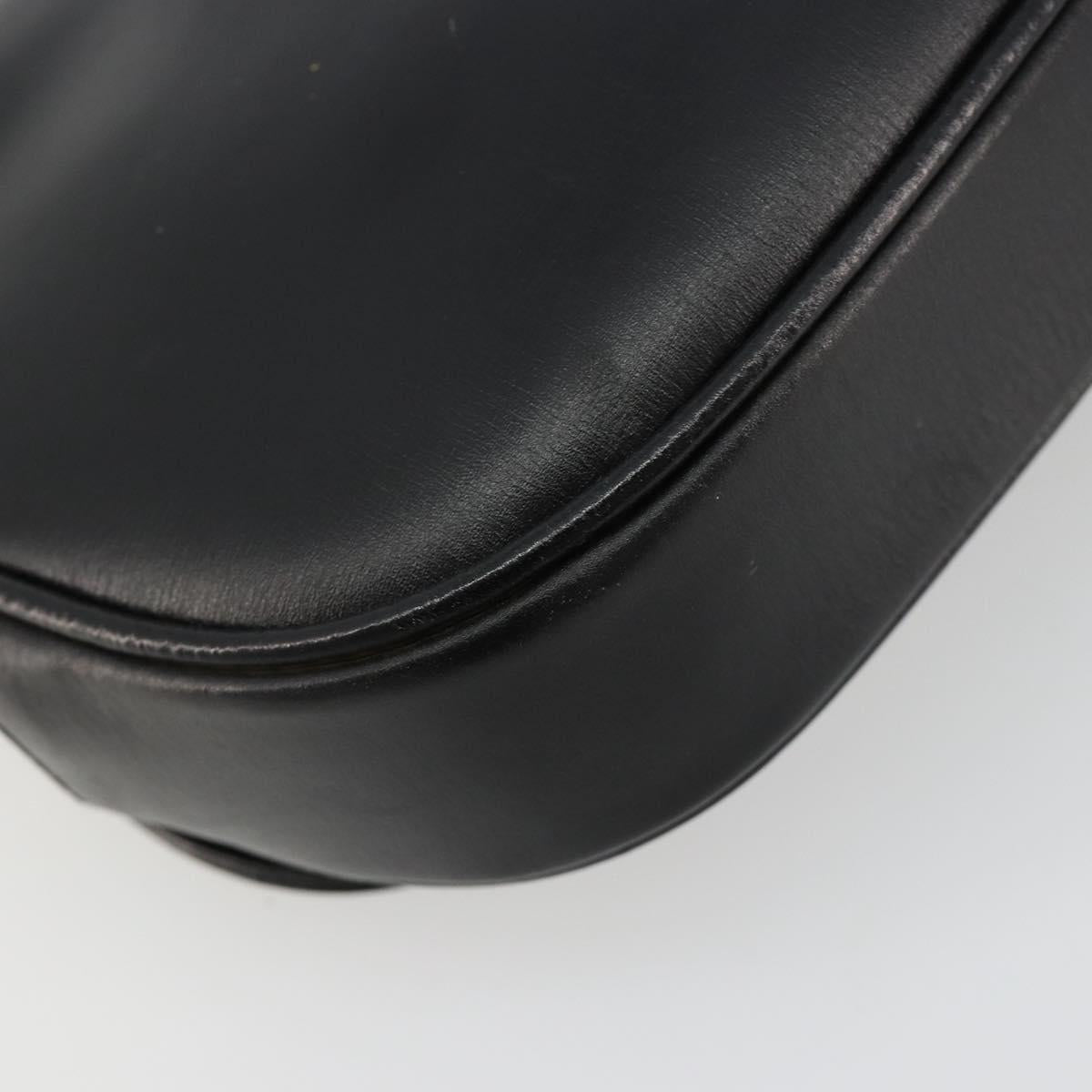 GUCCI Shoulder Bag Leather Gold Black Auth BA10403