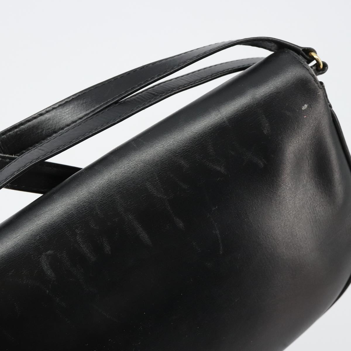 GUCCI Shoulder Bag Leather Gold Black Auth BA10403