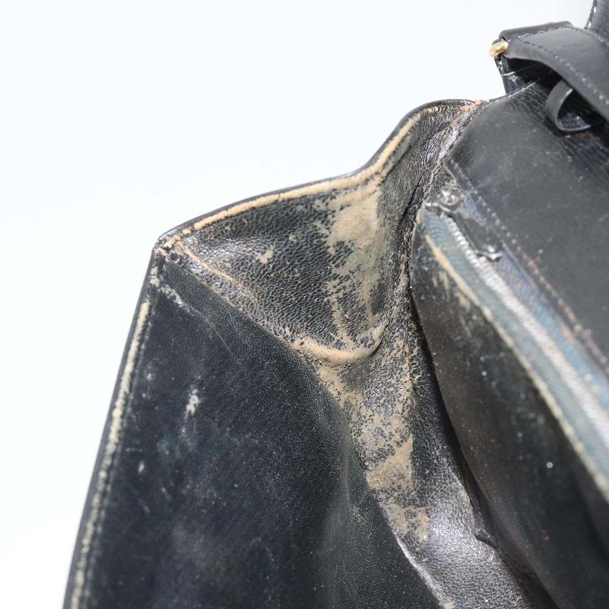 GUCCI Shoulder Bag Leather Gold Black Auth BA10403