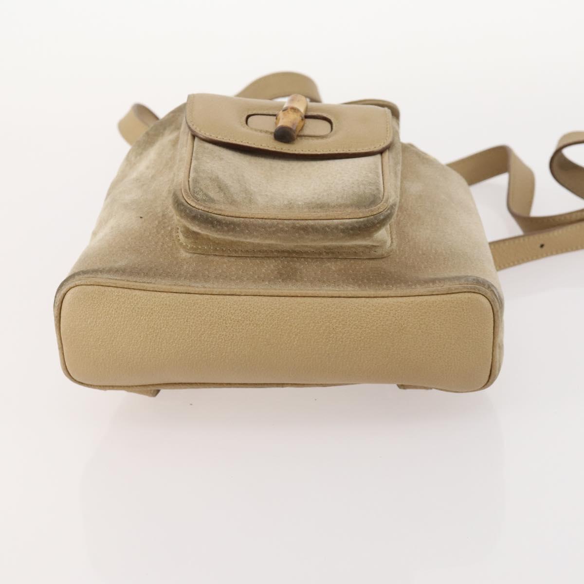 GUCCI Bamboo Backpack Suede Leather Black Gold 003 2058 0030 Auth BA10404