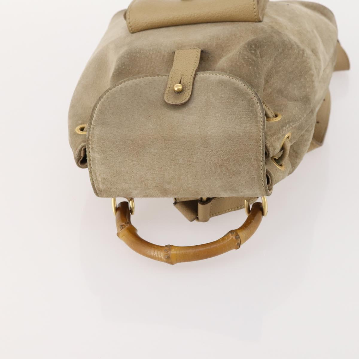 GUCCI Bamboo Backpack Suede Leather Black Gold 003 2058 0030 Auth BA10404