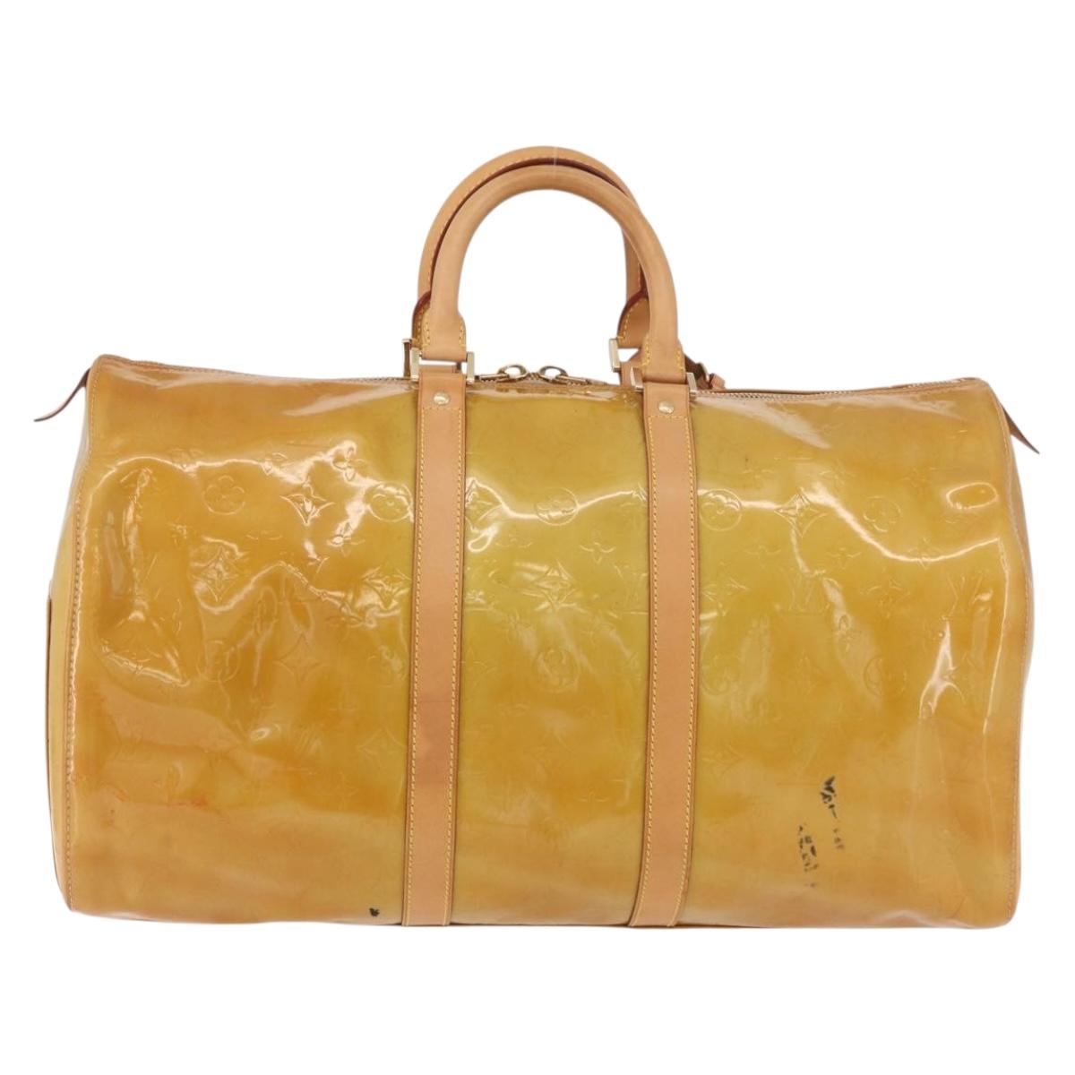 LOUIS VUITTON Monogram Vernis Mercer Boston Bag Beige M91000 LV Auth BA10406