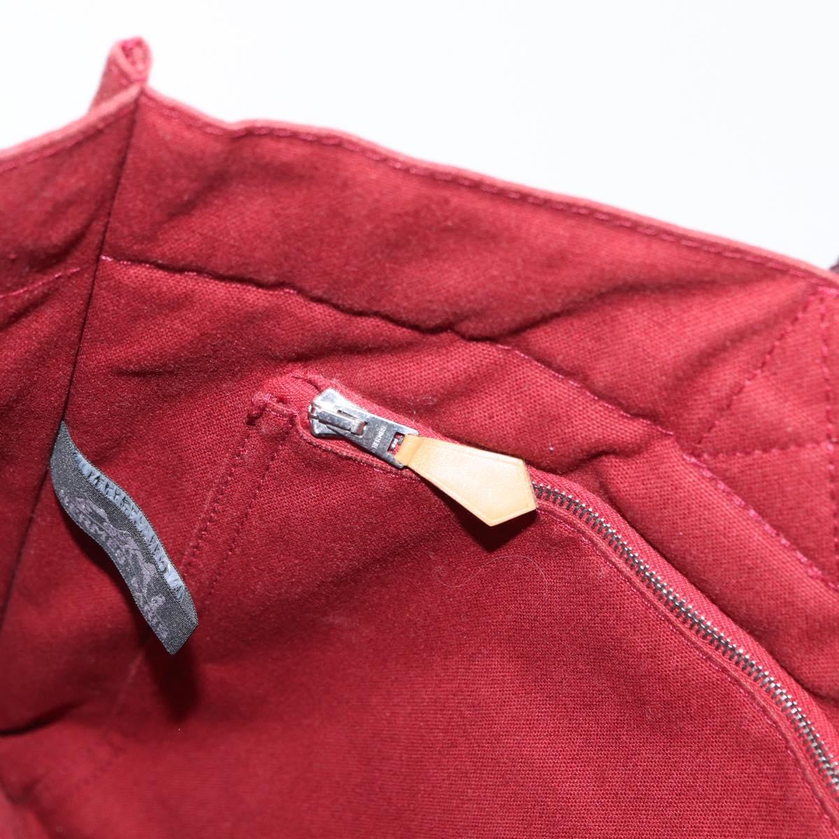 HERMES Fourre Tout MM Hand Bag Canvas Red Silver Auth BA10410