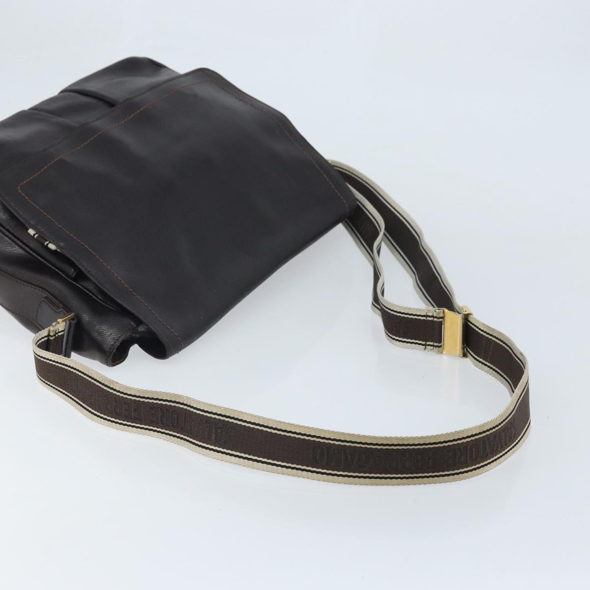 Salvatore Ferragamo Shoulder Bag Leather Brown Gold Auth BA10411
