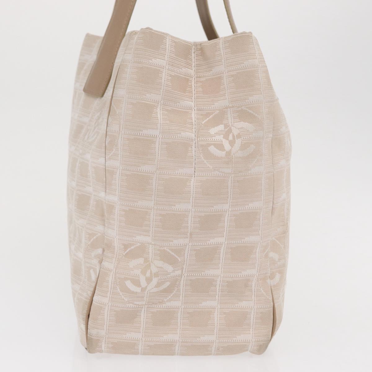CHANEL New Travel Line Tote Bag Nylon Beige Gold CC Auth BA10414