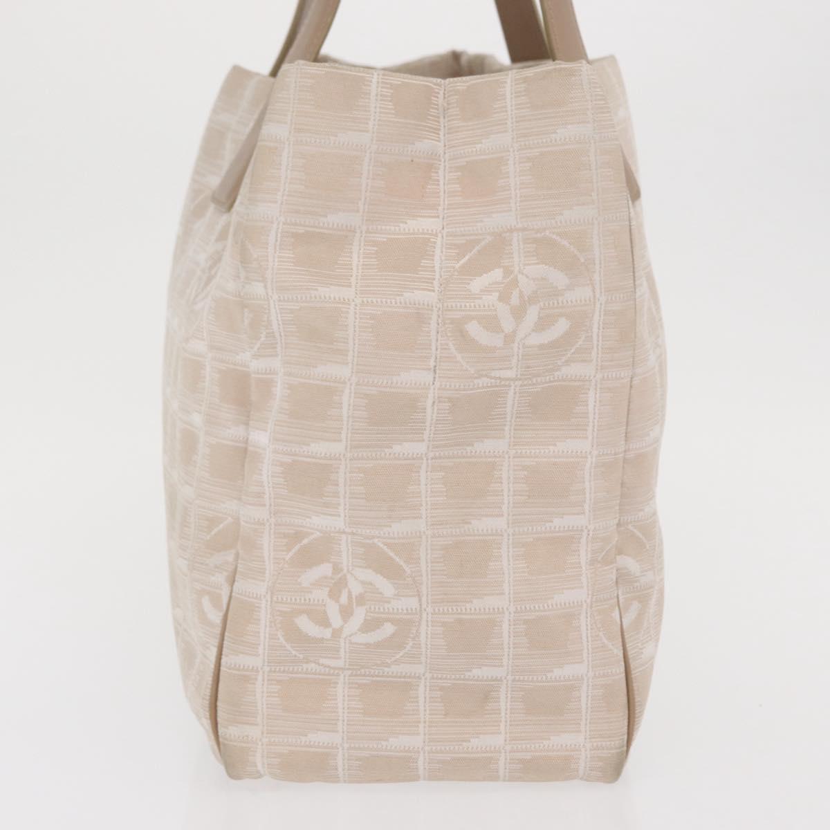 CHANEL New Travel Line Tote Bag Nylon Beige Gold CC Auth BA10414