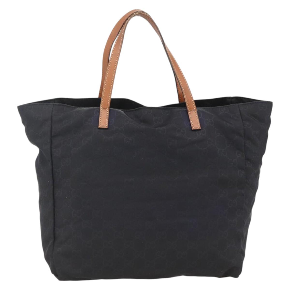 GUCCI GG Canvas Tote Bag Nylon Black Gold 282439 Auth BA10417