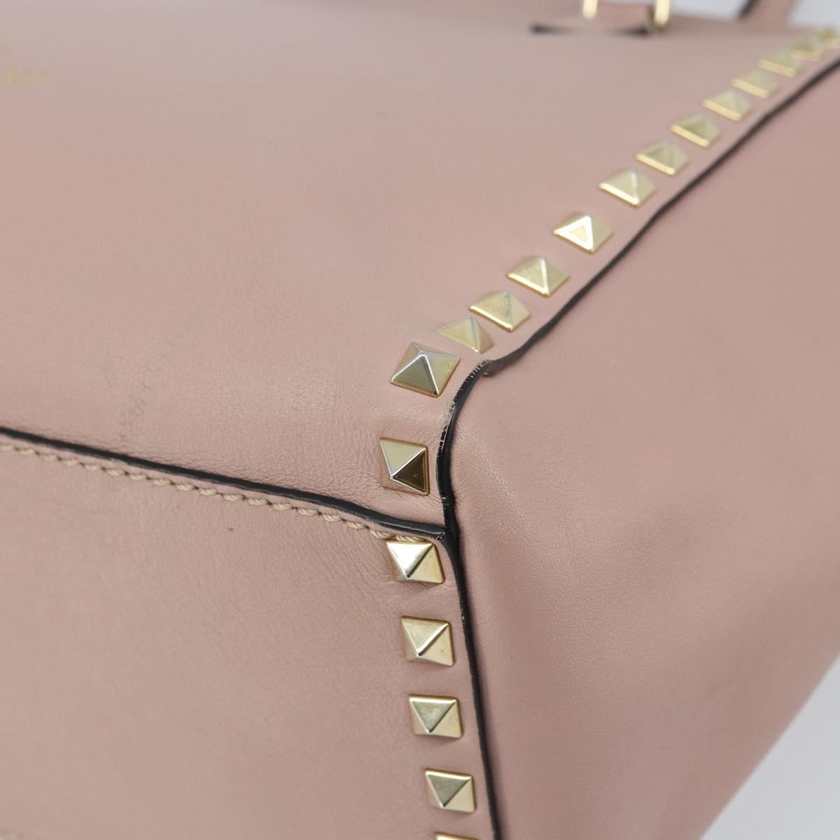 VALENTINO Tote Bag Leather 2way Pink Gold Auth BA10420