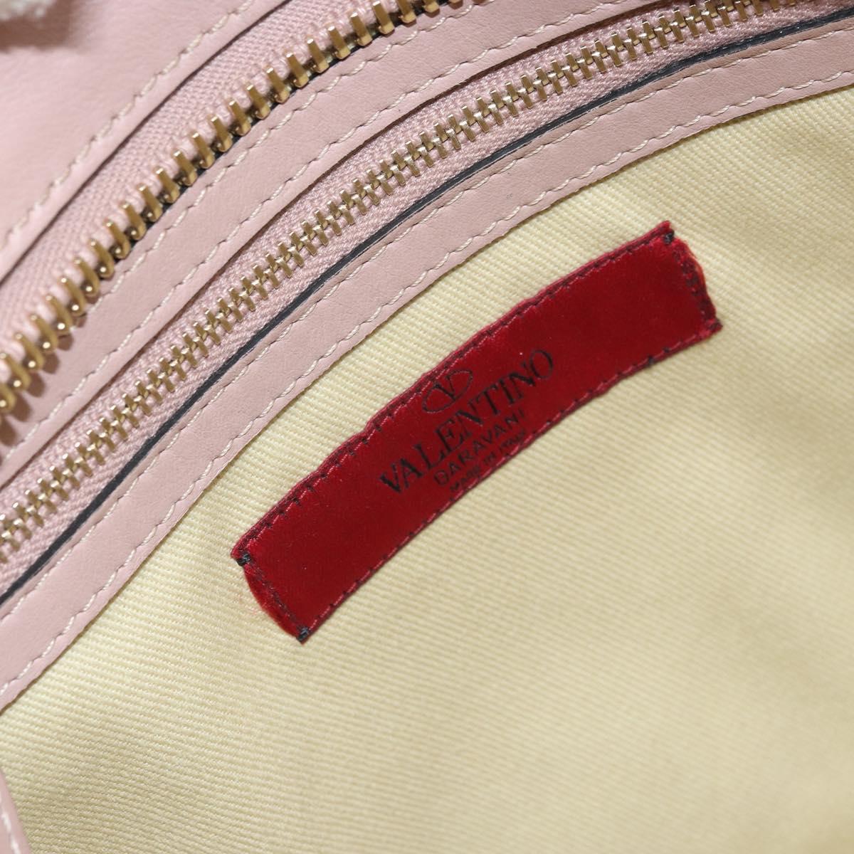 VALENTINO Tote Bag Leather 2way Pink Gold Auth BA10420
