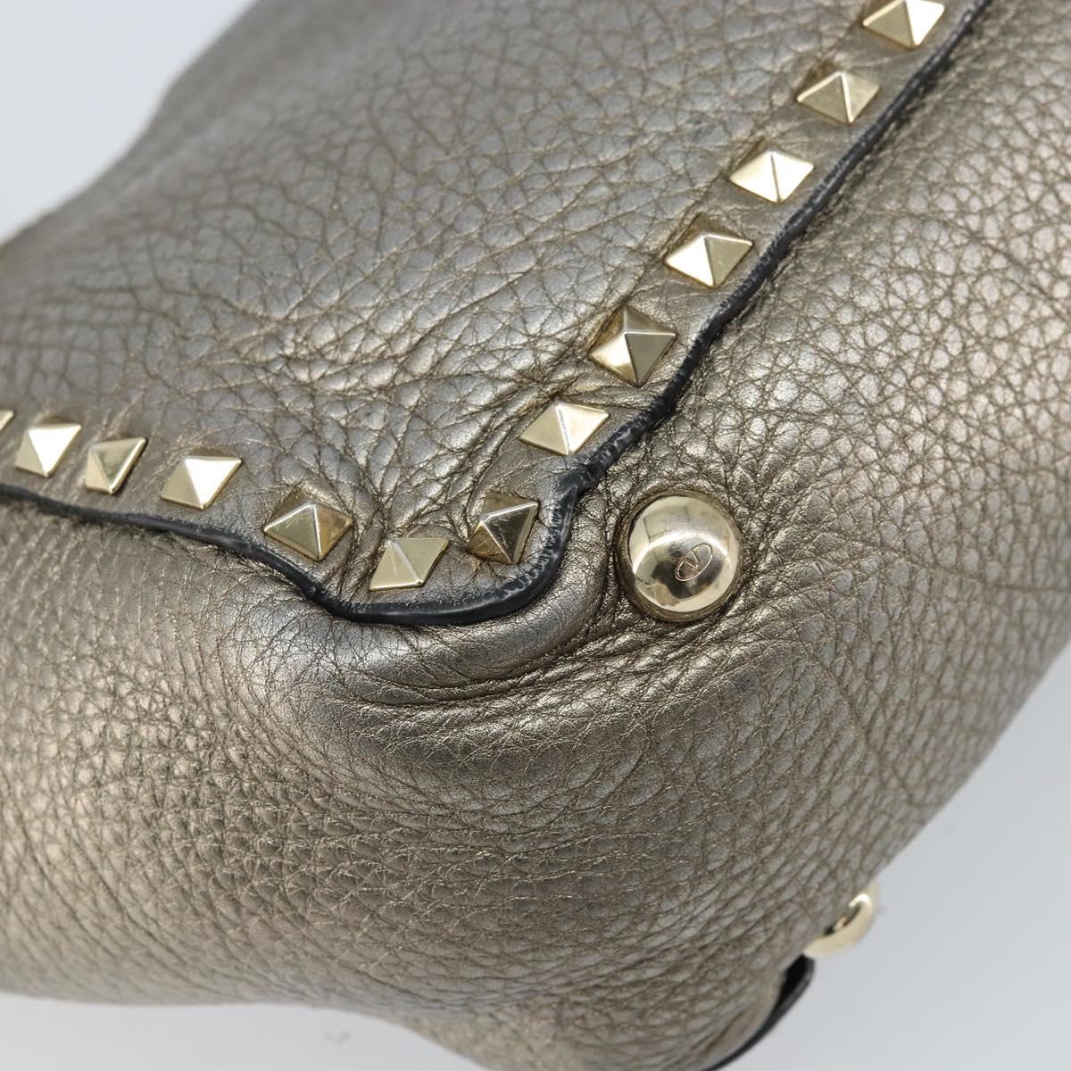 VALENTINO Tote Bag Leather 2way Gold Auth BA10421