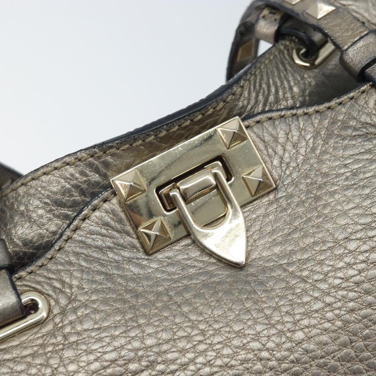 VALENTINO Tote Bag Leather 2way Gold Auth BA10421