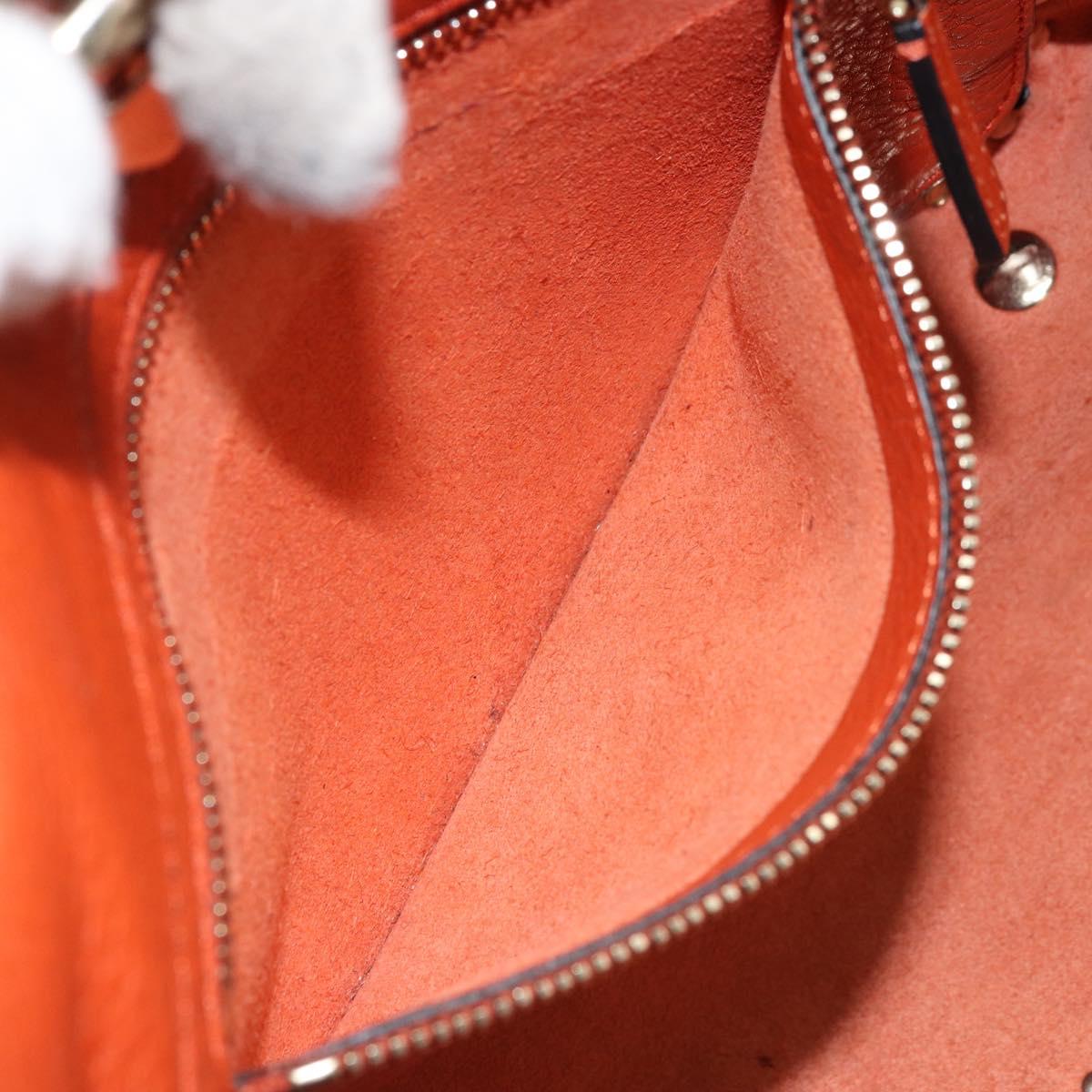 VALENTINO Tote Bag Leather 2way Orange Gold Auth BA10422