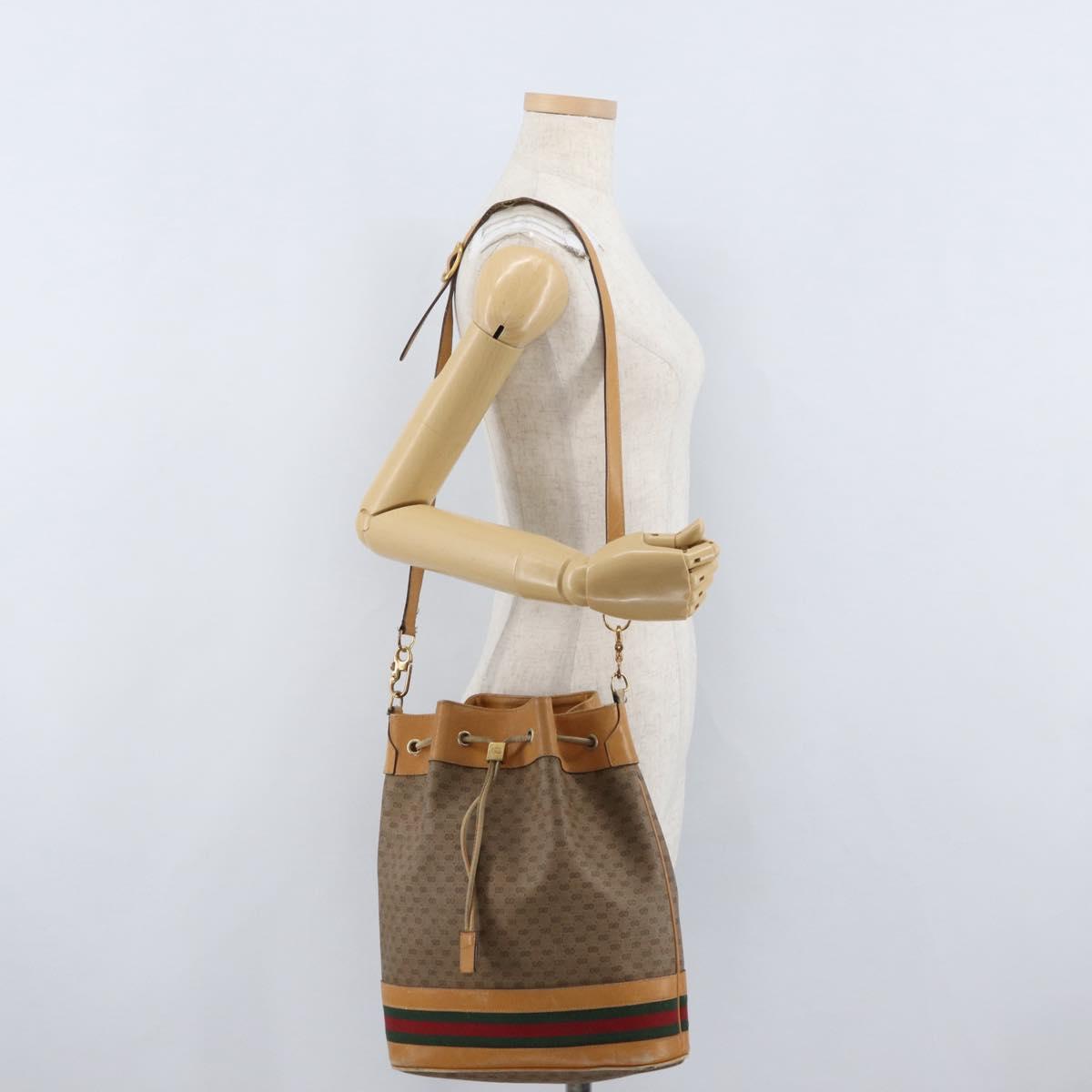 GUCCI Micro GG Supreme Web Sherry Line Bag PVC Beige 001 58 4793 Auth BA10427