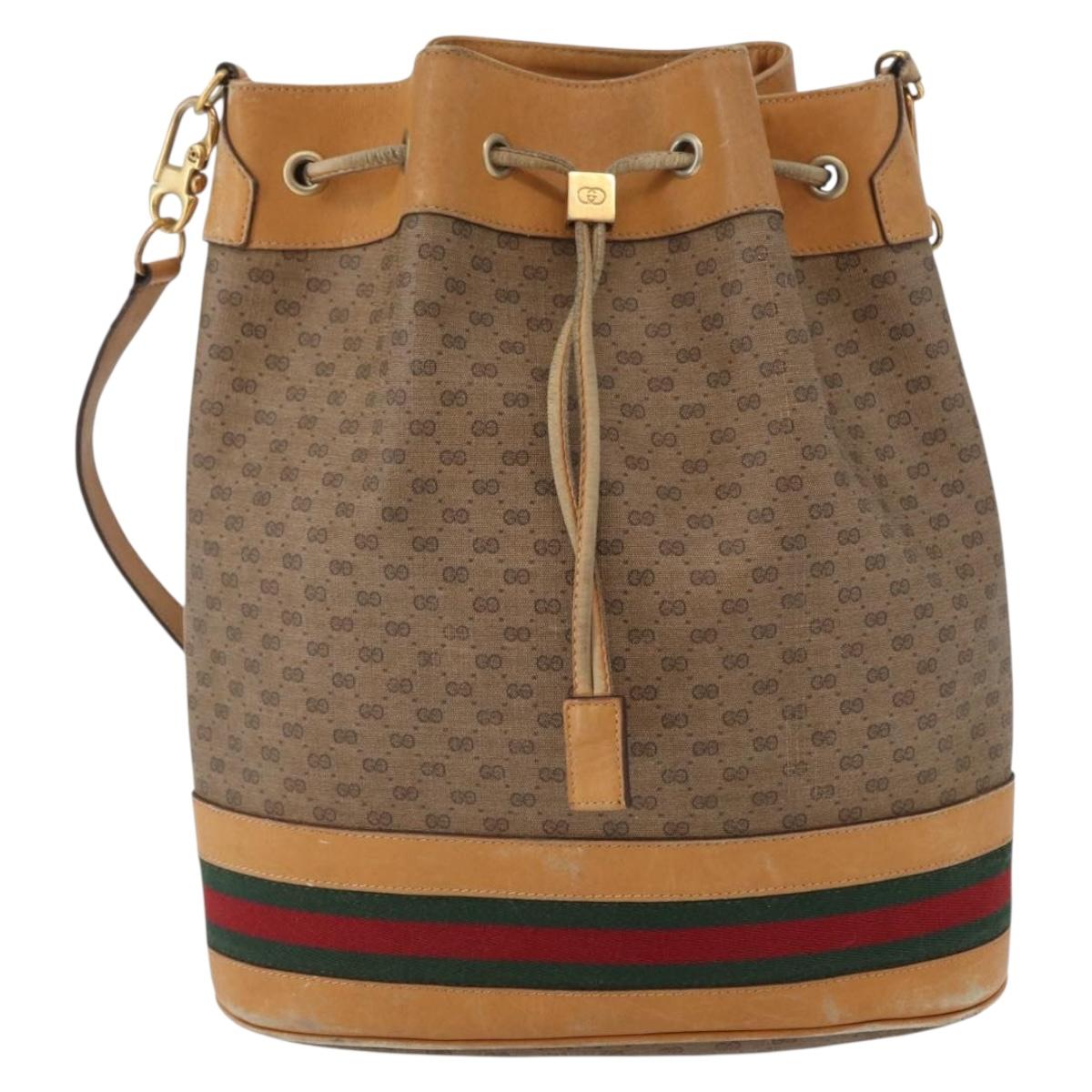 GUCCI Micro GG Supreme Web Sherry Line Bag PVC Beige 001 58 4793 Auth BA10427