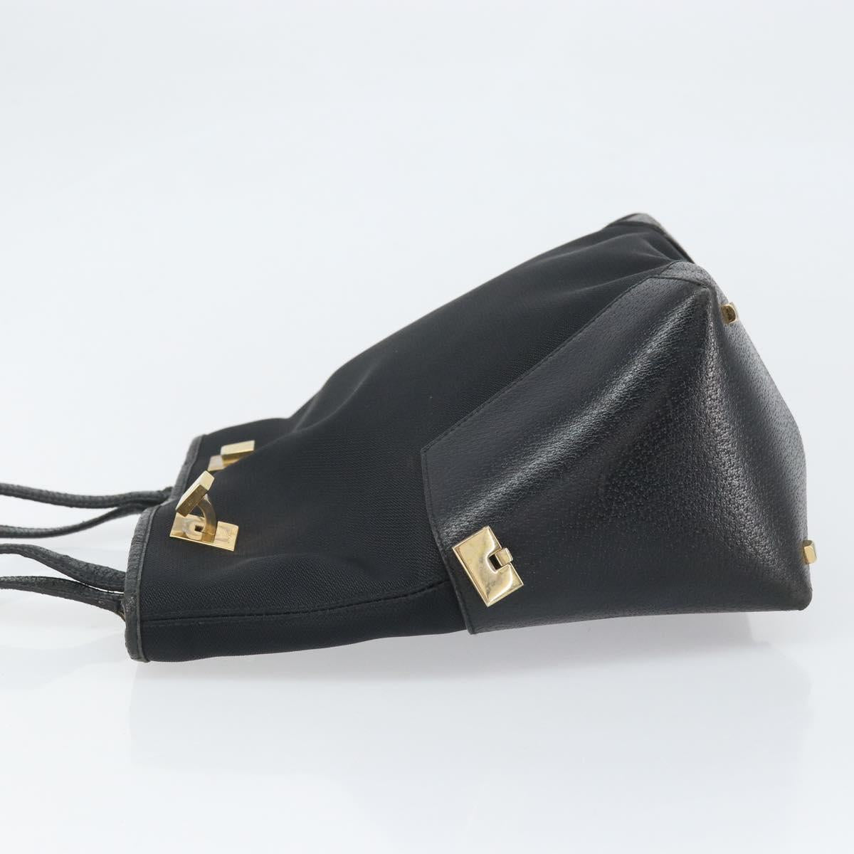 Salvatore Ferragamo Tote Bag Canvas Black Gold Auth BA10431
