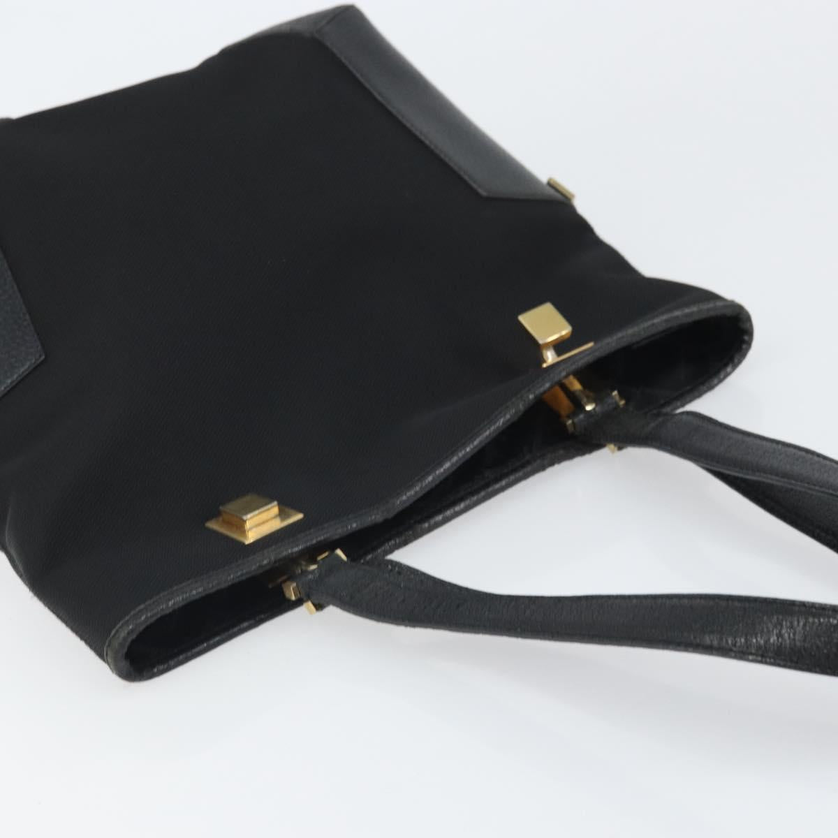 Salvatore Ferragamo Tote Bag Canvas Black Gold Auth BA10431