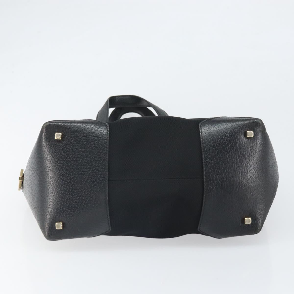 Salvatore Ferragamo Tote Bag Canvas Black Gold Auth BA10431