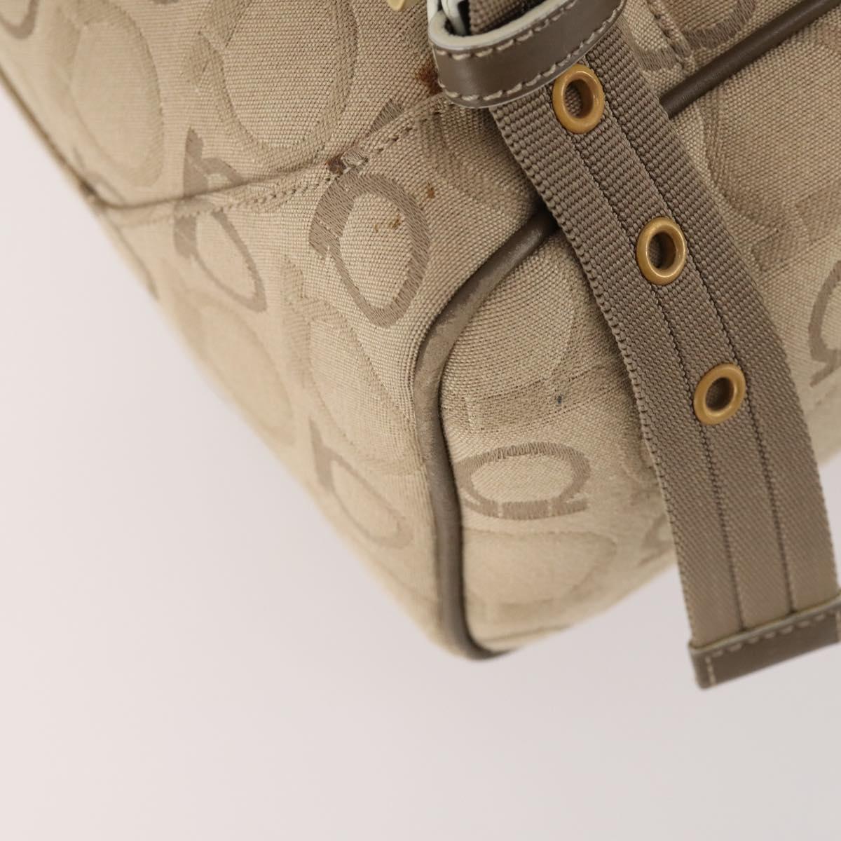 Salvatore Ferragamo Gancini Backpack Canvas Beige Gold Auth BA10432