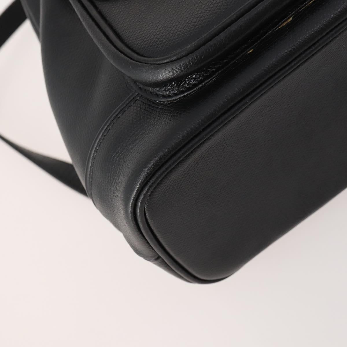 Gianni Versace Backpack Leather Black Gold Auth BA10433