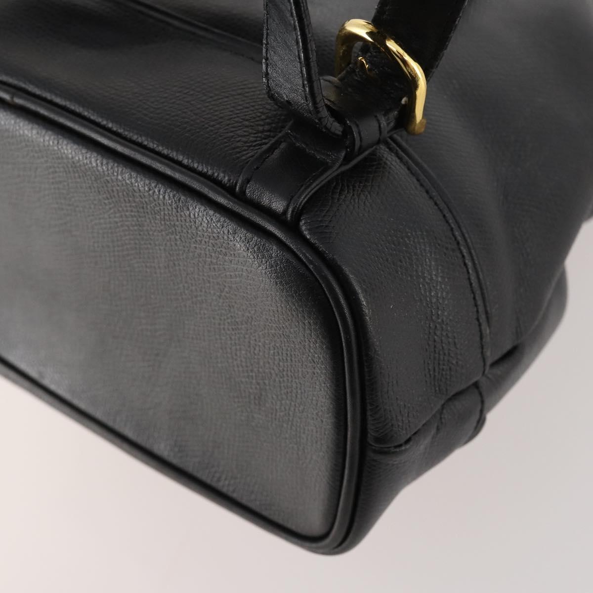 Gianni Versace Backpack Leather Black Gold Auth BA10433