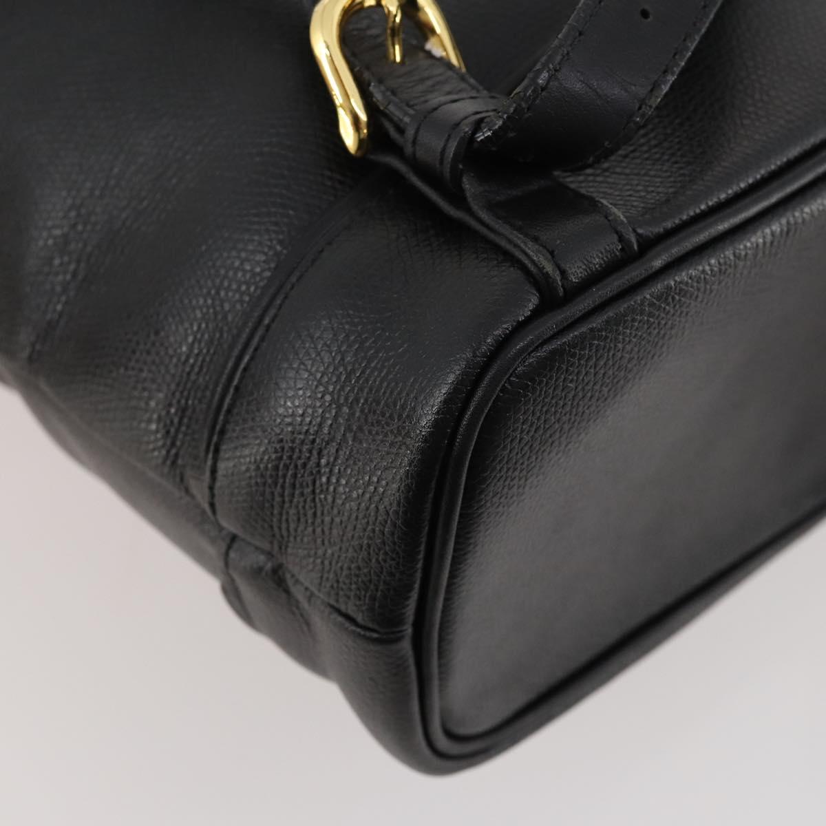 Gianni Versace Backpack Leather Black Gold Auth BA10433