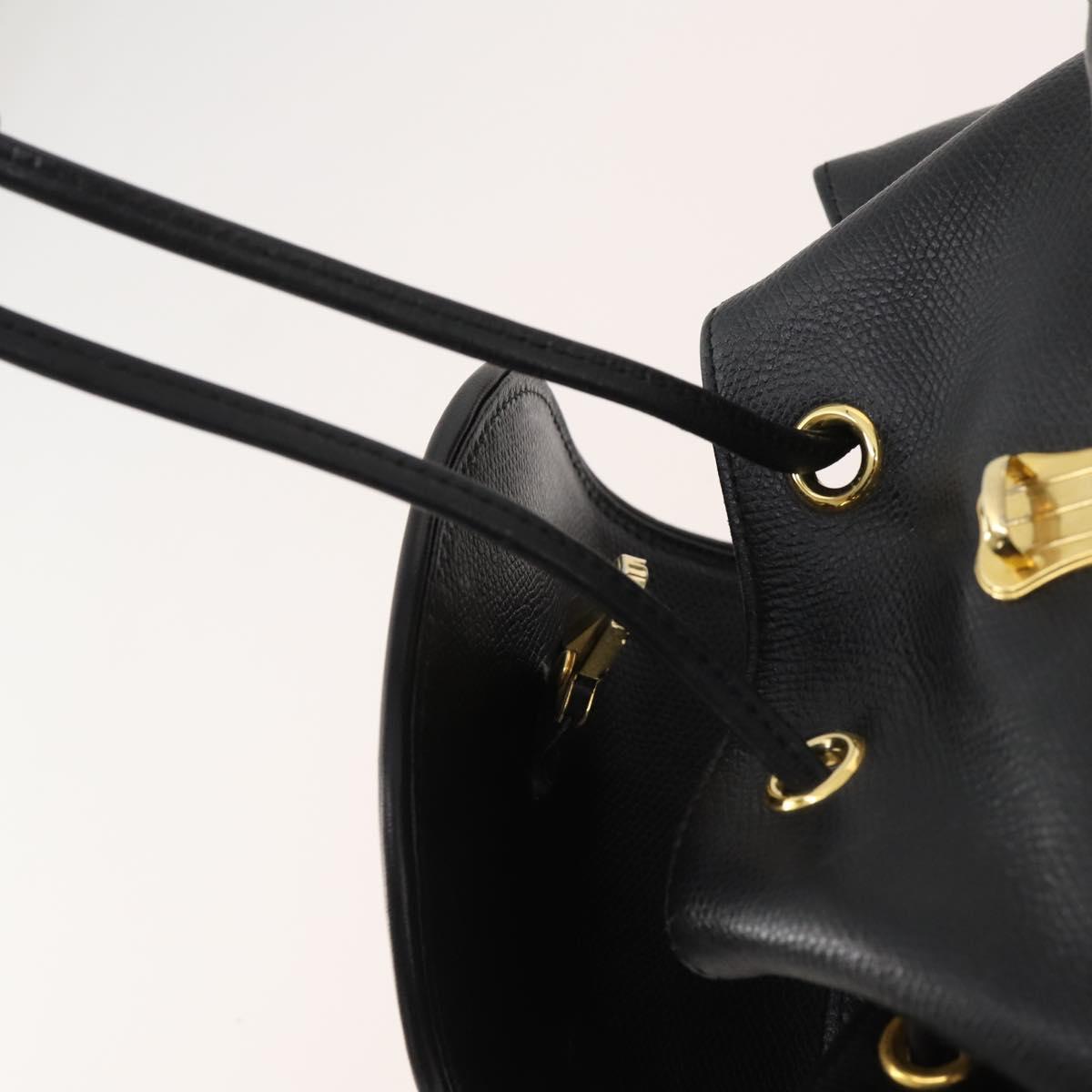 Gianni Versace Backpack Leather Black Gold Auth BA10433