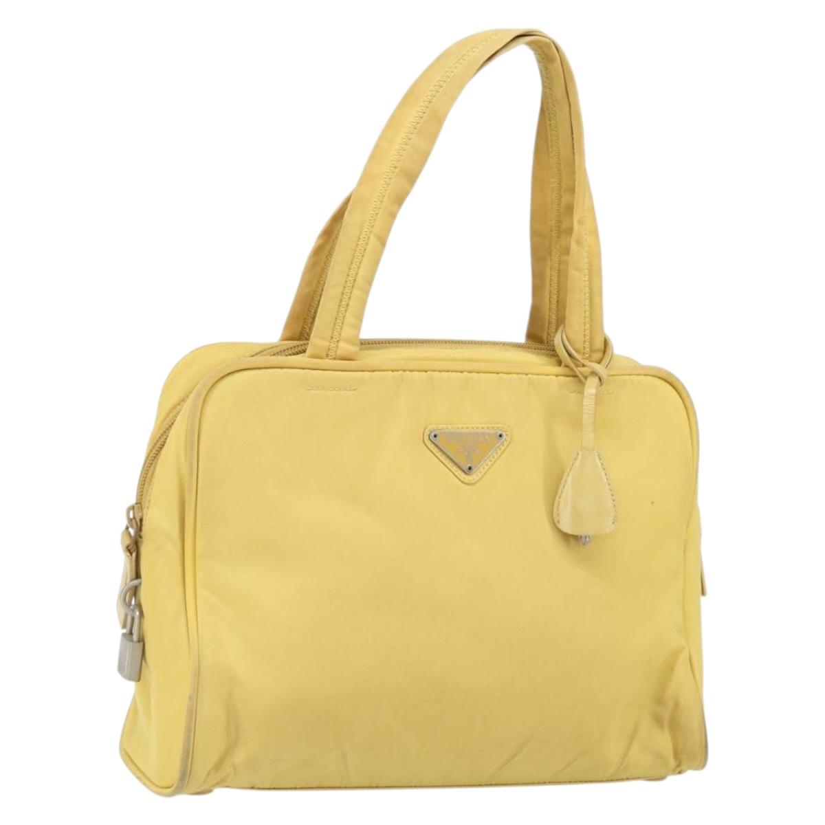 PRADA Hand Bag Nylon Yellow Silver Auth BA10435