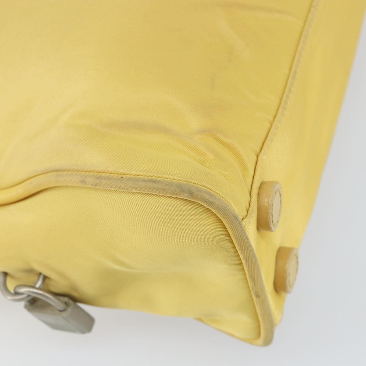 PRADA Hand Bag Nylon Yellow Silver Auth BA10435