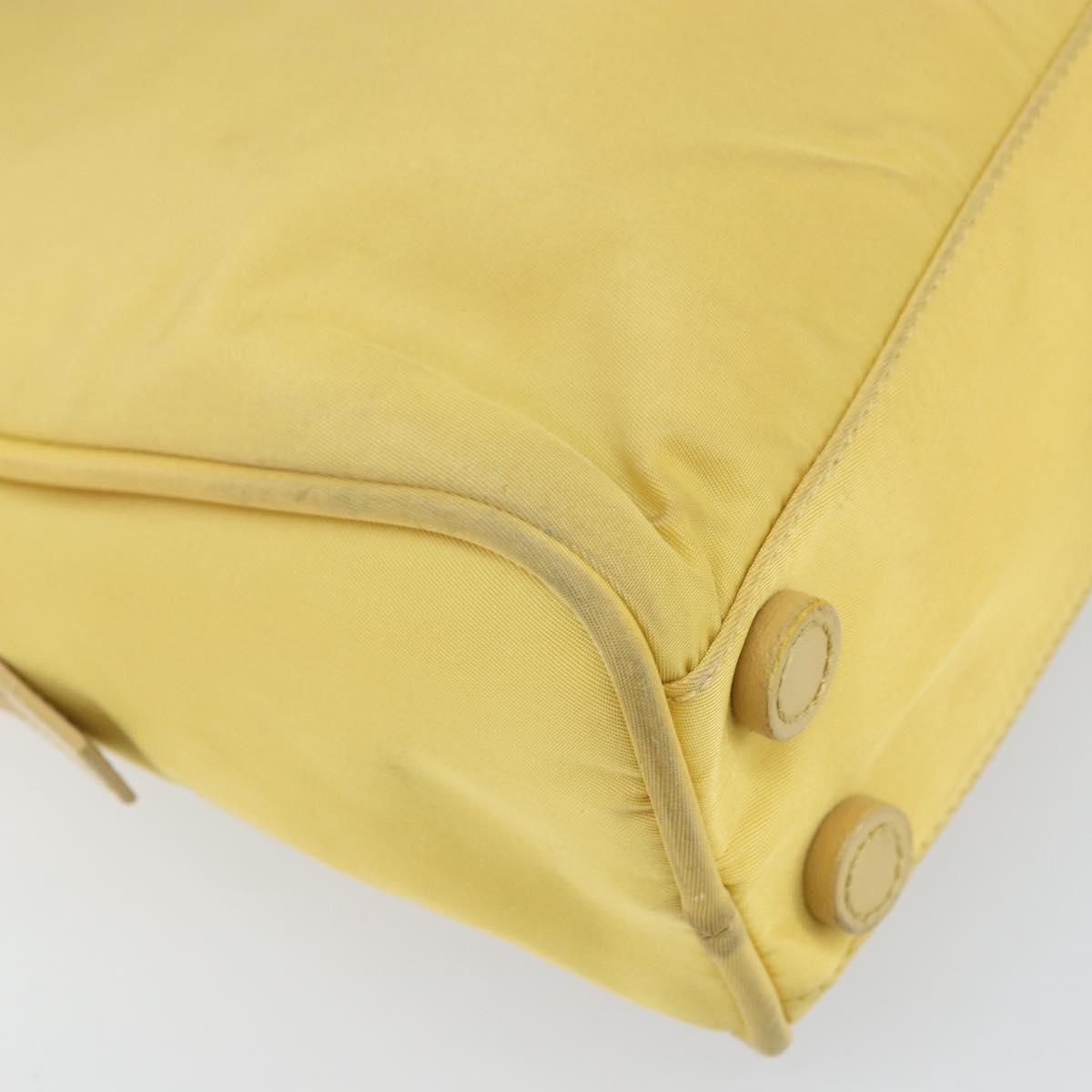 PRADA Hand Bag Nylon Yellow Silver Auth BA10435