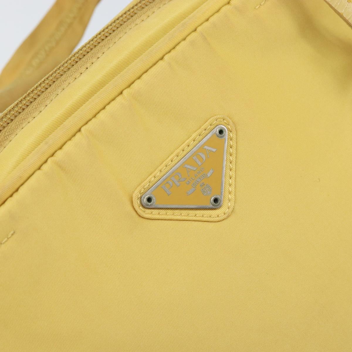 PRADA Hand Bag Nylon Yellow Silver Auth BA10435