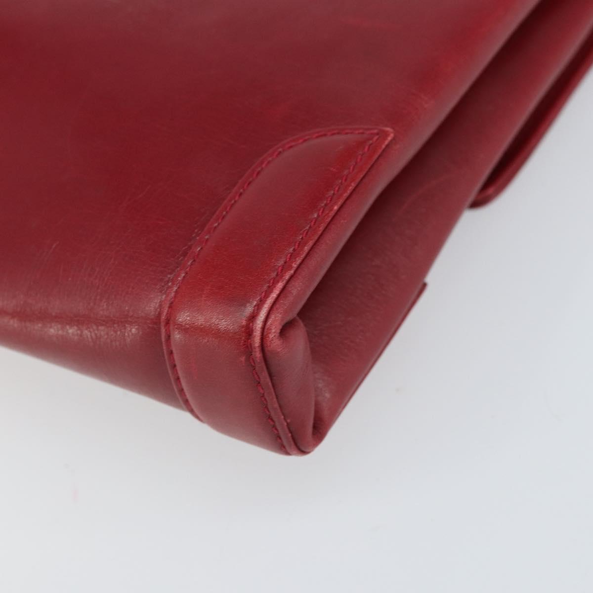 GUCCI Shoulder Bag Leather Red Gold Auth BA10436