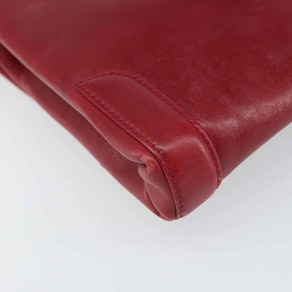 GUCCI Shoulder Bag Leather Red Gold Auth BA10436
