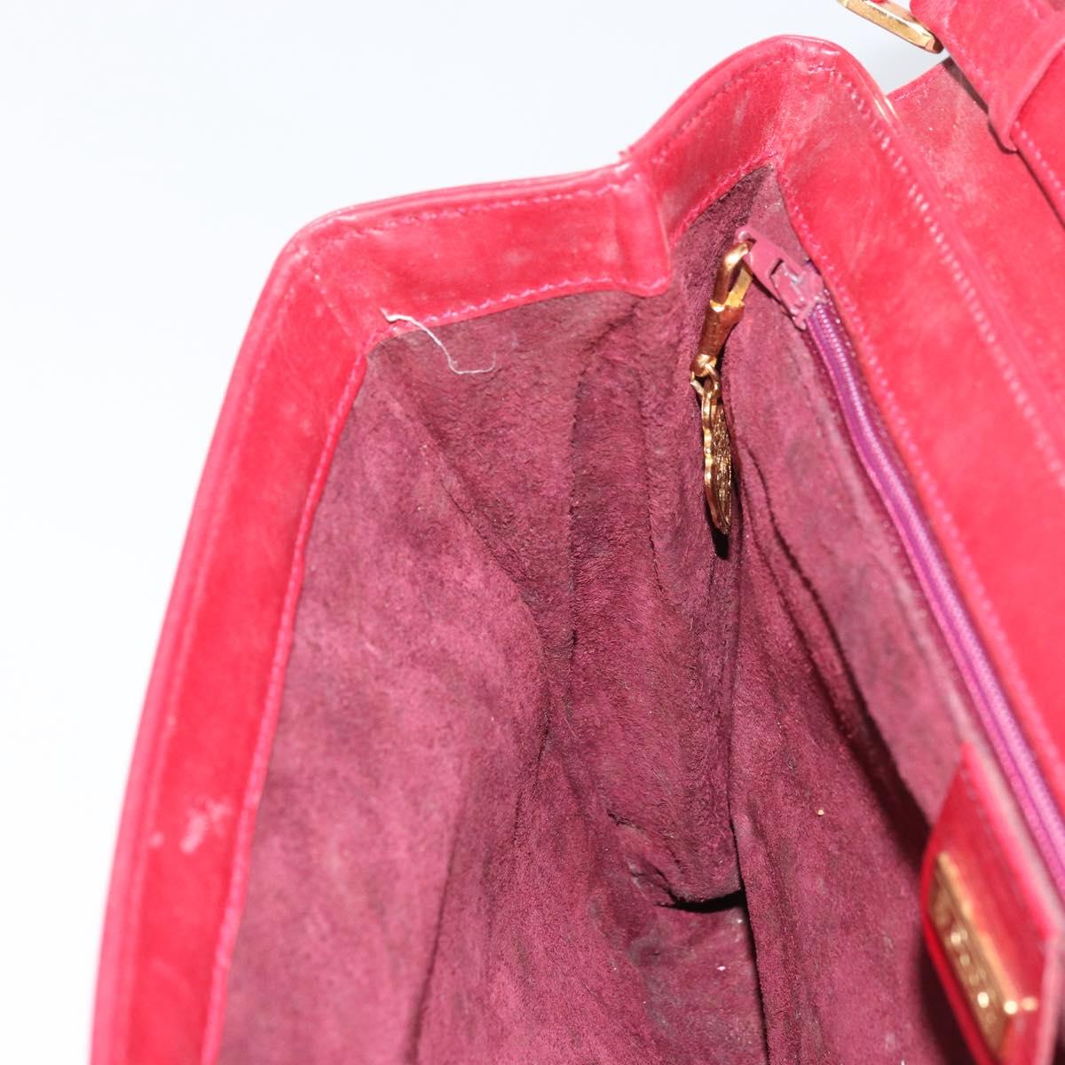 GUCCI Shoulder Bag Leather Red Gold Auth BA10436