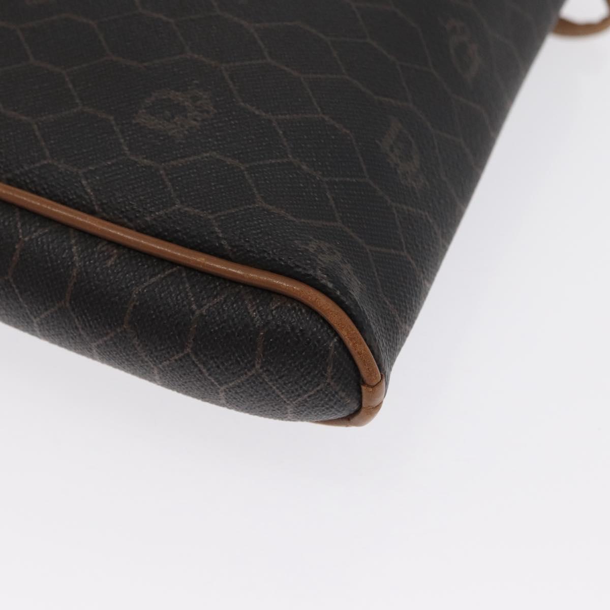 Christian Dior Honeycomb Canvas Shoulder Bag PVC Black Gold Auth BA10437