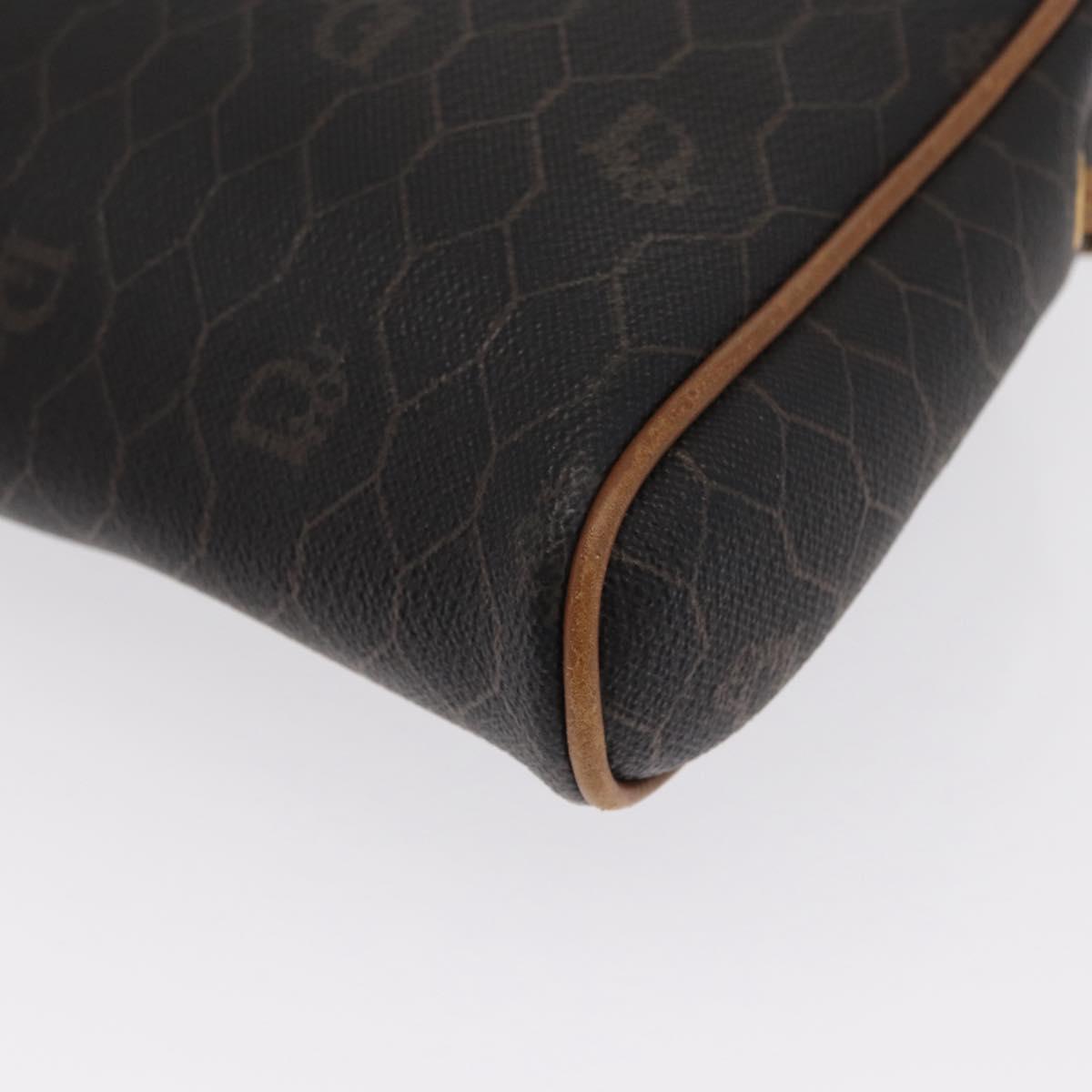 Christian Dior Honeycomb Canvas Shoulder Bag PVC Black Gold Auth BA10437